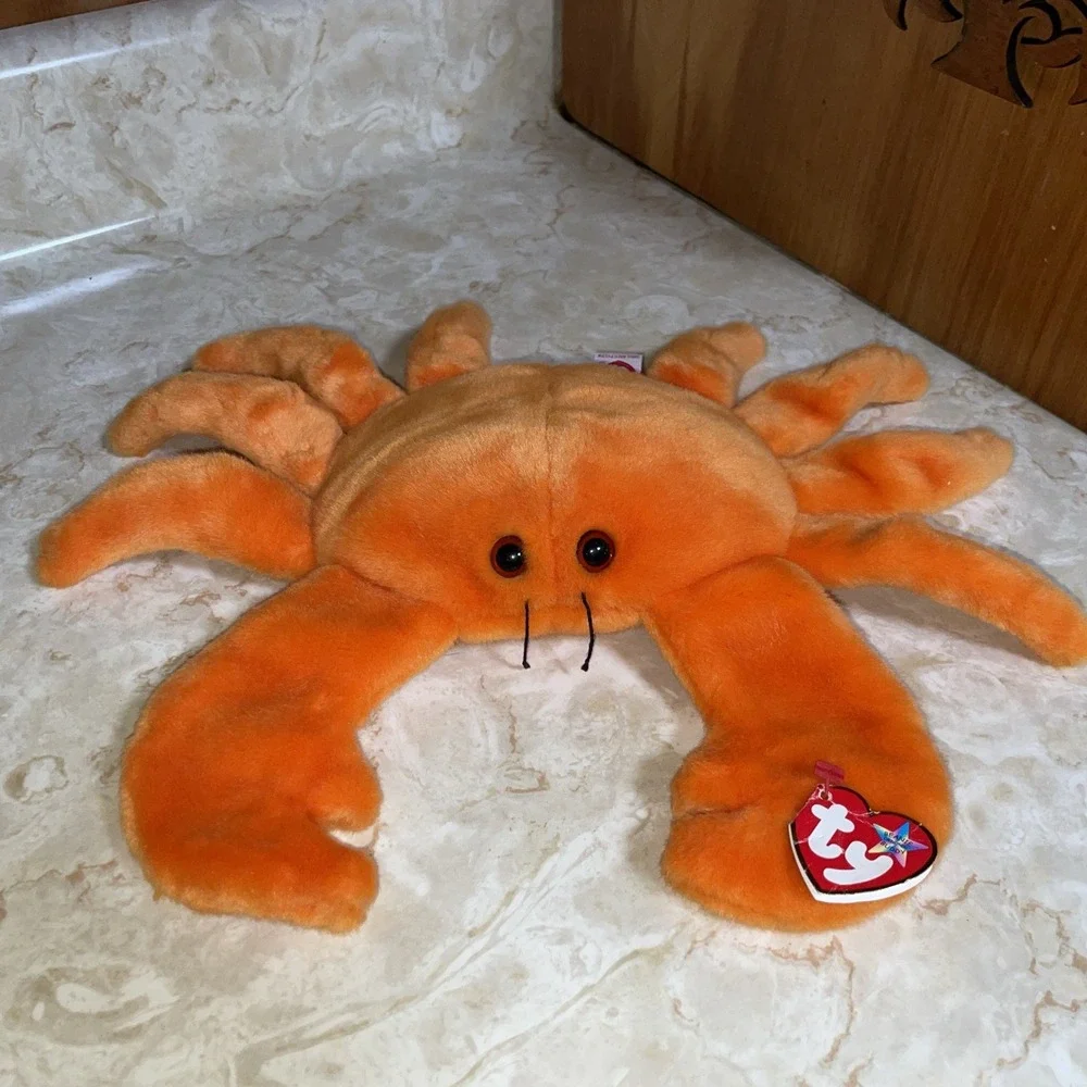 Vintage Error Rare Retired 1999 TY Digger Beanie‎ Buddies Orange Crab 15
